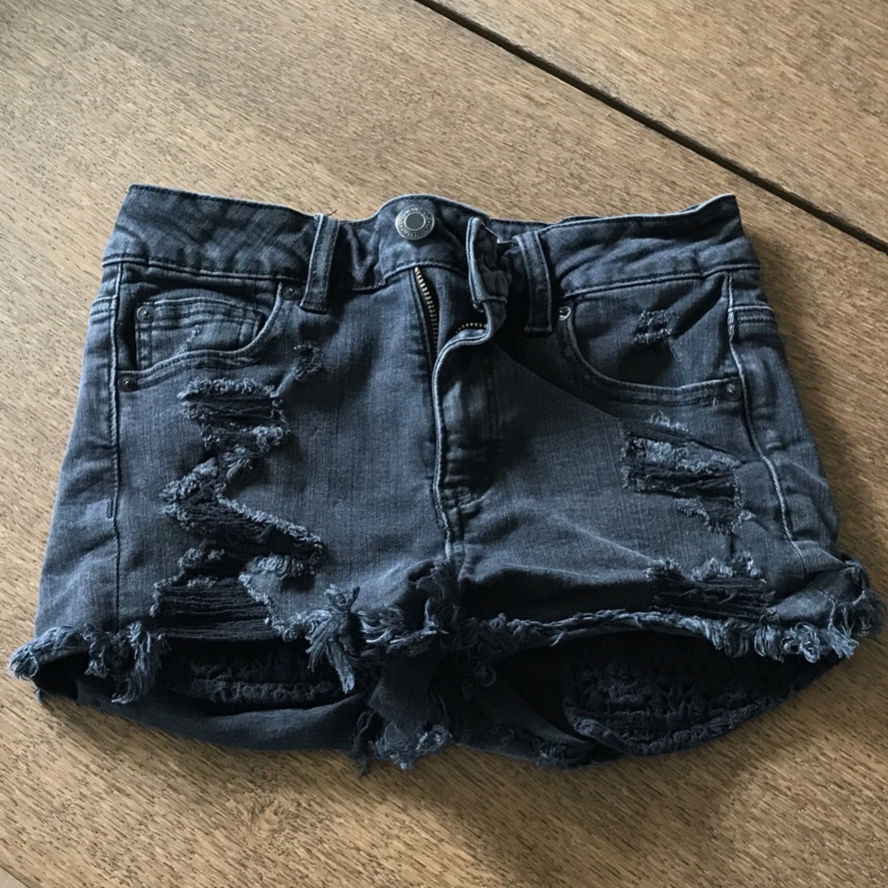 American Eagle Outfitters Distressed Dark Wash Denim Jean Shorts